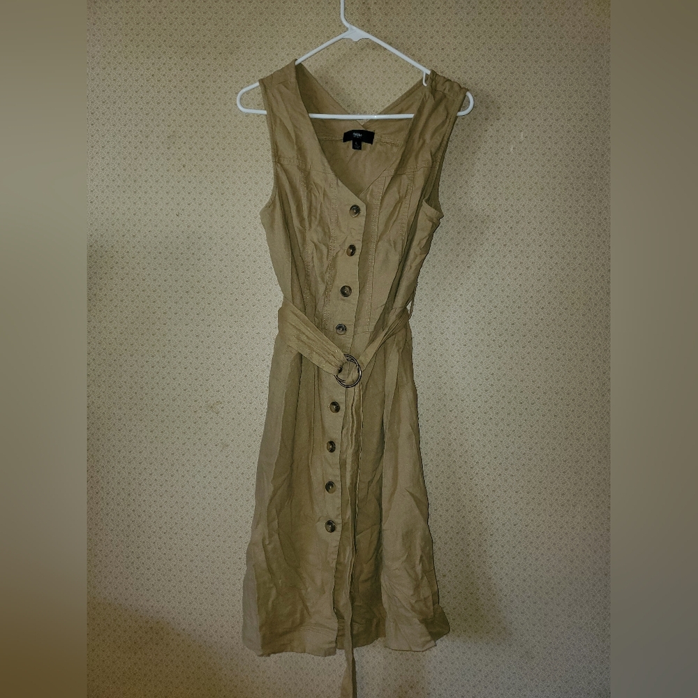 Mossimo Supply Co. Button-Down Tan Midi Dress